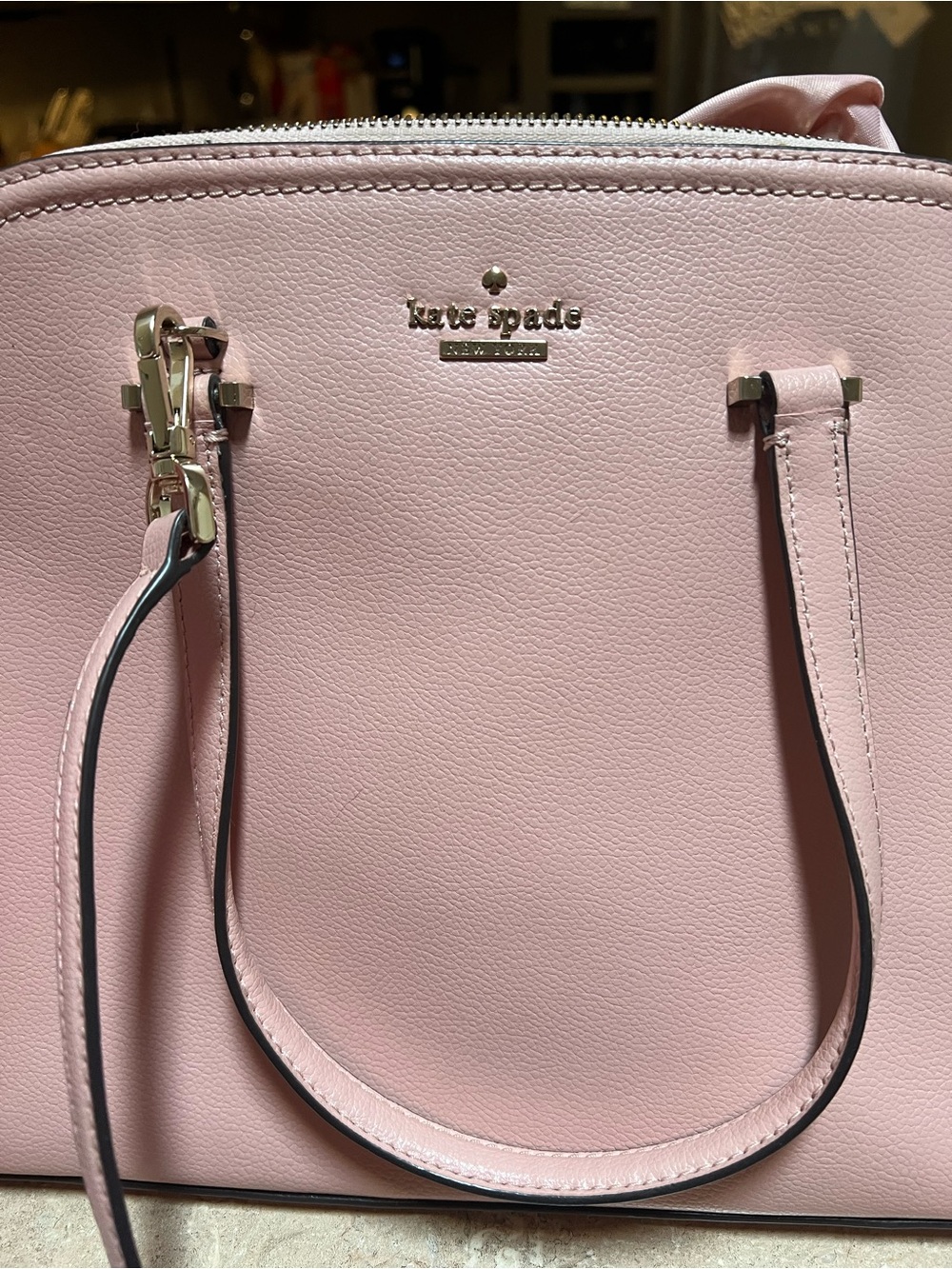 kate spade Pink Leather Dome Satchel with Crossbody Strap - Picture 2 of 4